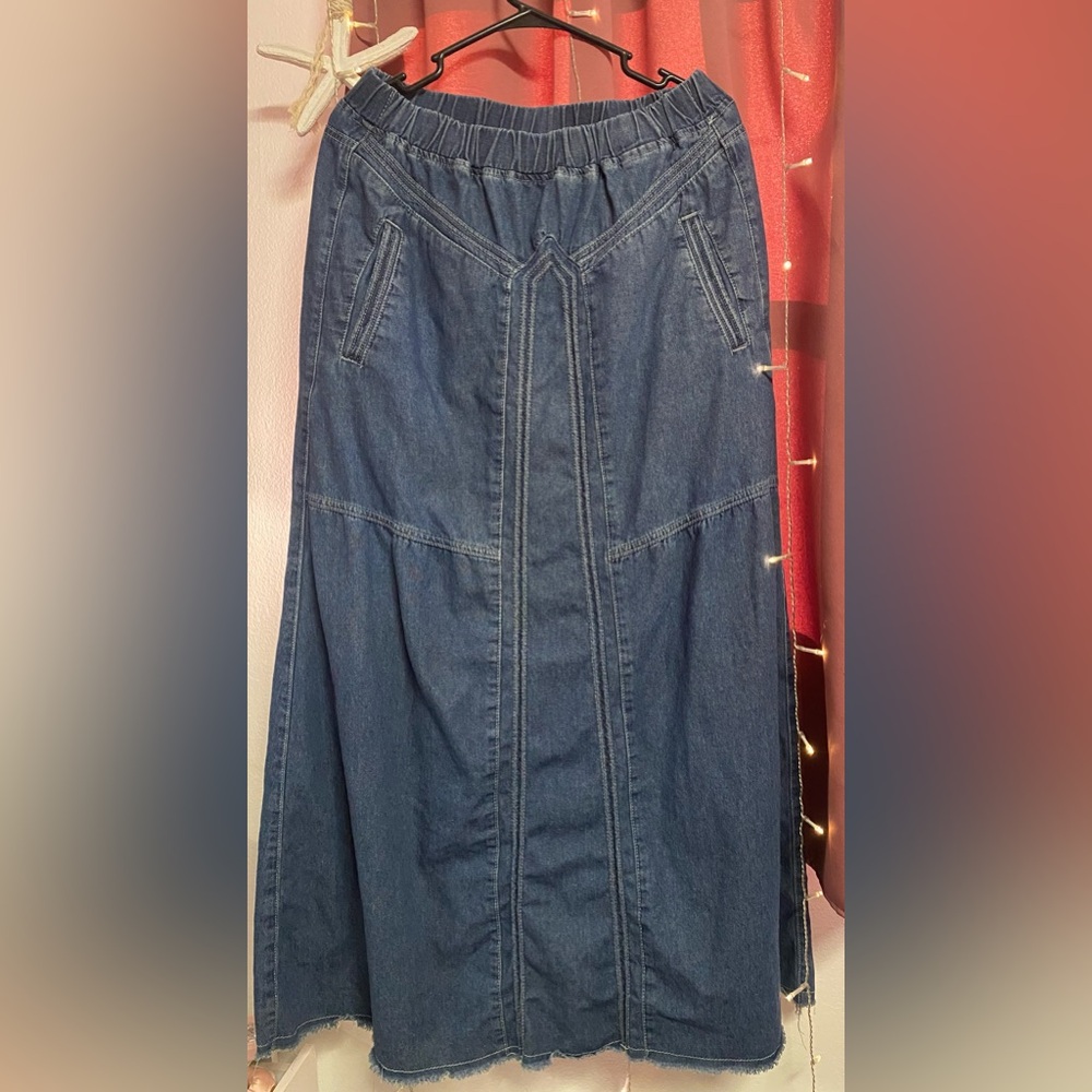 Blue Denim Maxi Skirt - Classic Casual